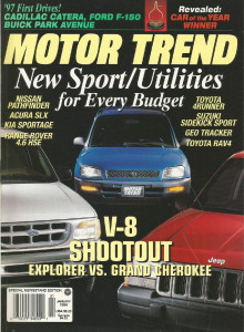 MOTOR TREND 1996 JAN - SUVs, FERRARI 333SP, 911 C-4 - 2 COVERS*